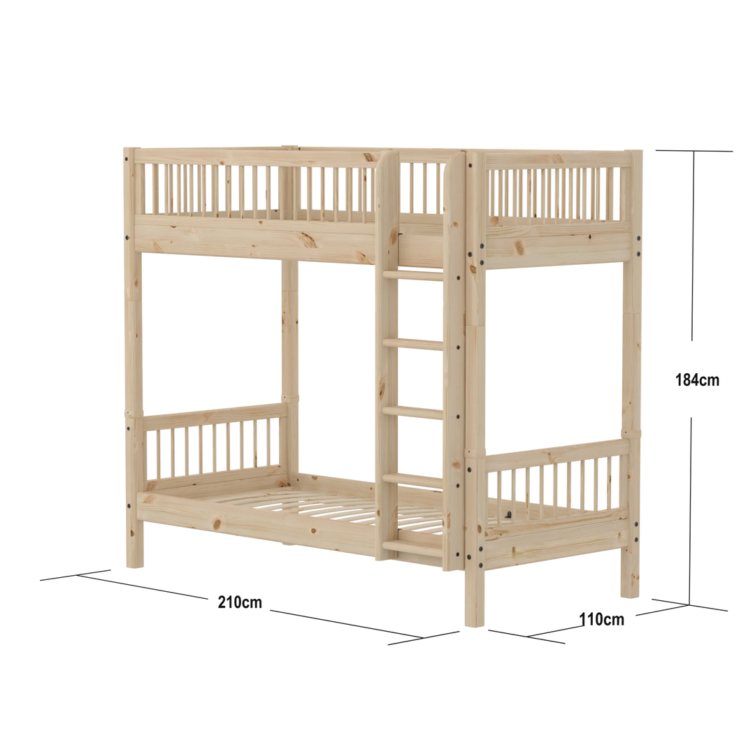 Flexa Etagenbett für Kinder mit gerader Leiter Classic Pine