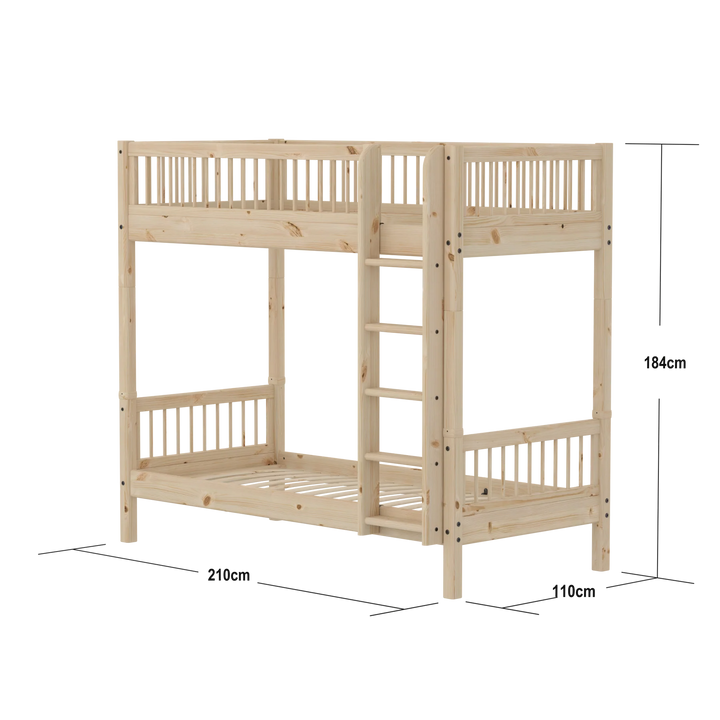 Flexa Etagenbett für Kinder mit gerader Leiter Classic Pine