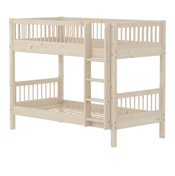 Flexa Etagenbett für Kinder mit gerader Leiter Classic White Washed Pine