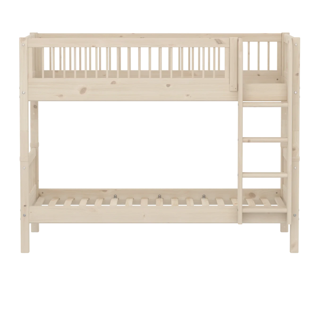 Flexa Etagenbett für Kinder mit gerader Leiter Classic White Washed Pine