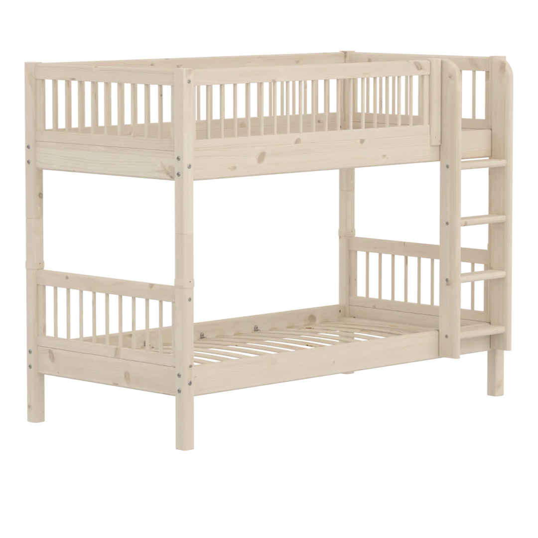 Flexa Etagenbett für Kinder mit gerader Leiter Classic White Washed Pine