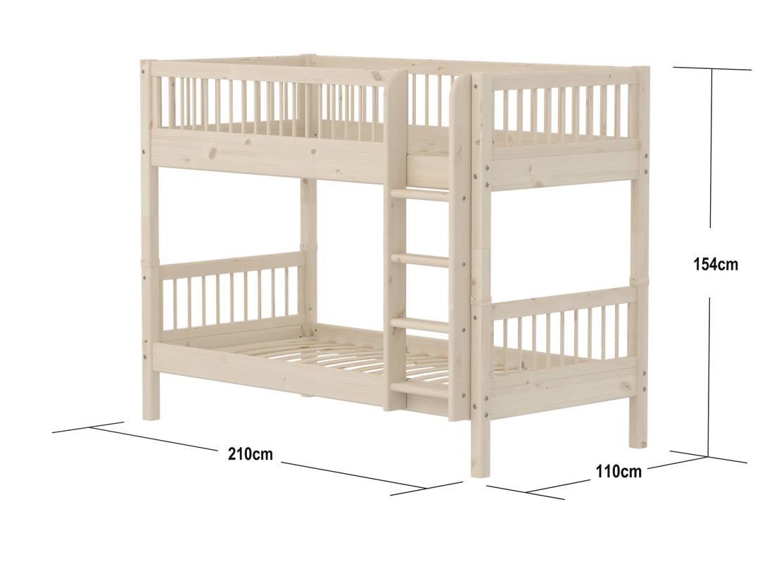 Flexa Etagenbett für Kinder mit gerader Leiter Classic White Washed Pine