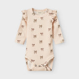 Lil' Atelier Baby Body Slim Silber Pfingstrose Schleife NBFGAVO
