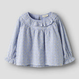 Lil' Atelier Kinderbluse für Mädchen mit Rüsche Zen Blau NMFTESSIE